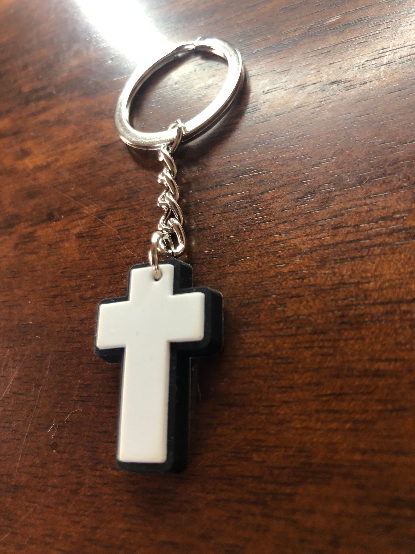 Black and White Cross Keychain