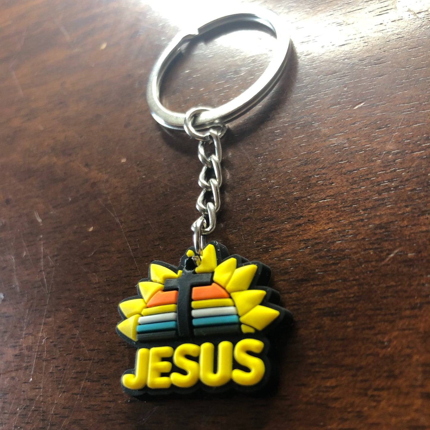Sunflower Cross Keychain