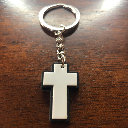 Black and White Cross Keychain