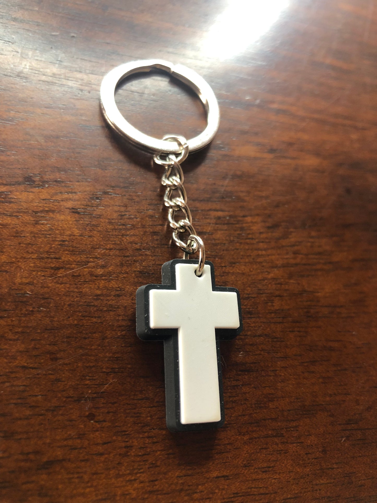 Black and White Cross Keychain