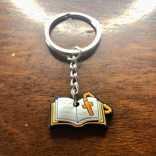 Open Rosary Bible Keychain