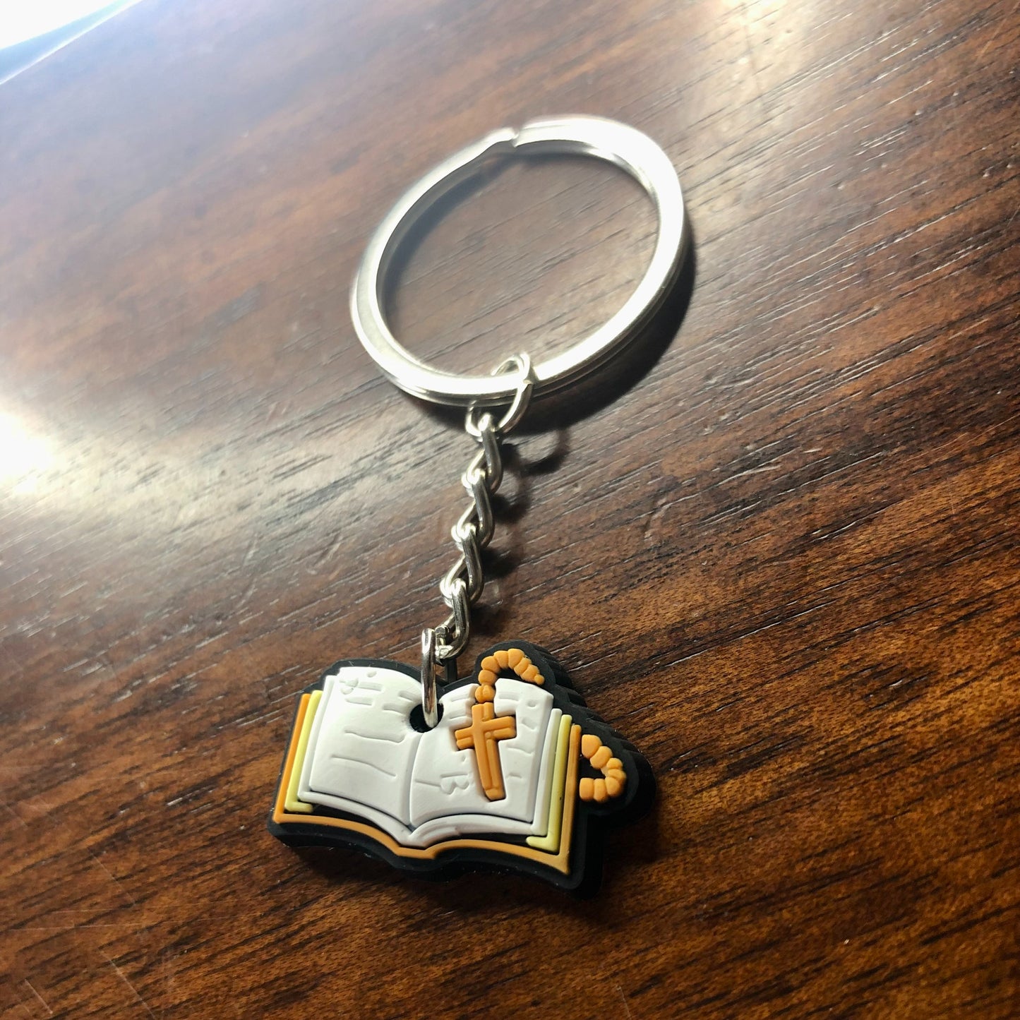 Open Rosary Bible Keychain