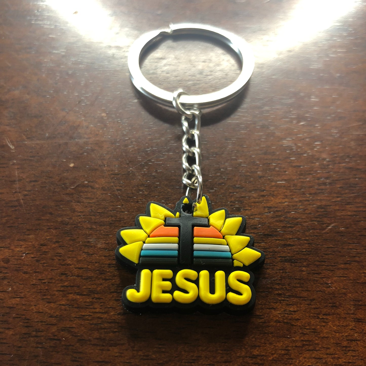 Sunflower Cross Keychain