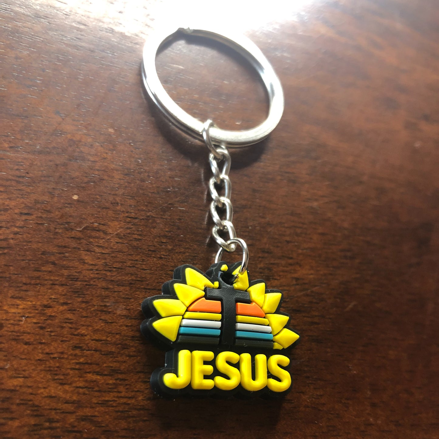 Sunflower Cross Keychain